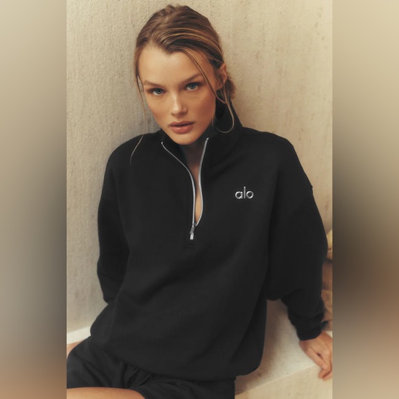 ALO | accolade 1/4 zip pullover | XXS Black - Picture 3 of 4